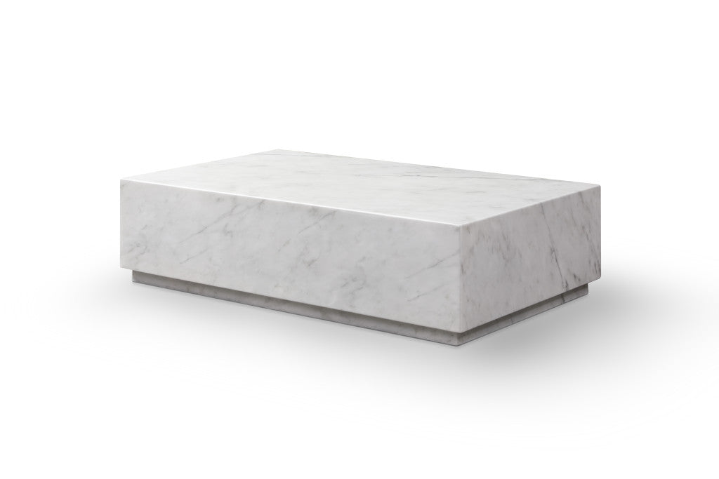 White Genuine Marble Block Coffee Table image 2
