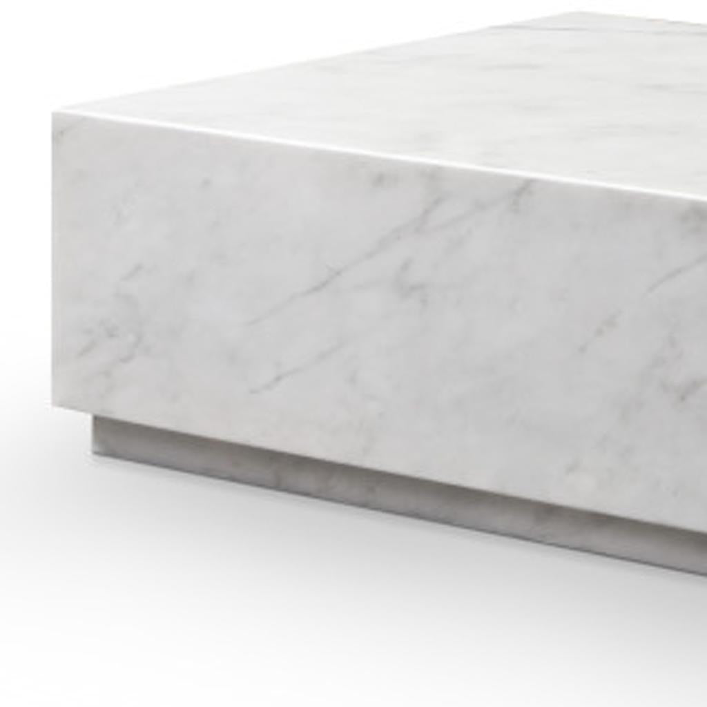 White Genuine Marble Block Coffee Table image 4