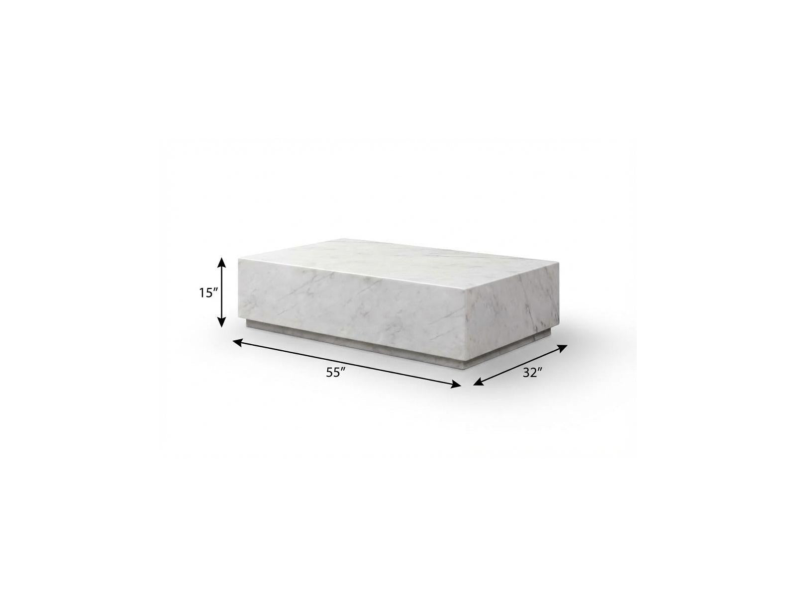 White Genuine Marble Block Coffee Table image 6