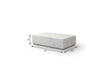 White Genuine Marble Block Coffee Table image 6