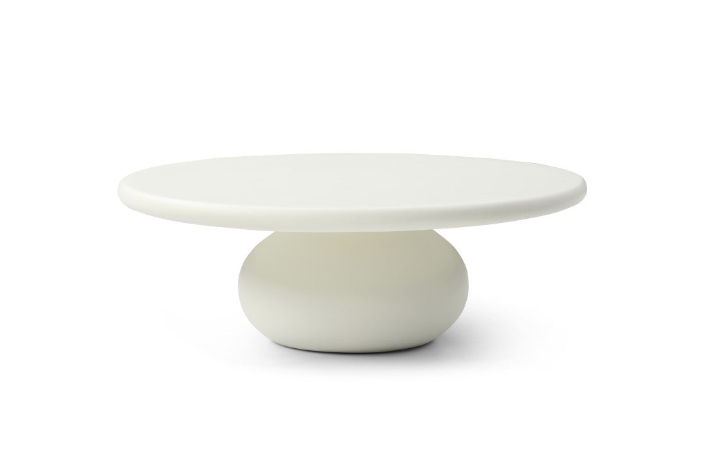 Beige Glass Round Pedestal Coffee Table image 2
