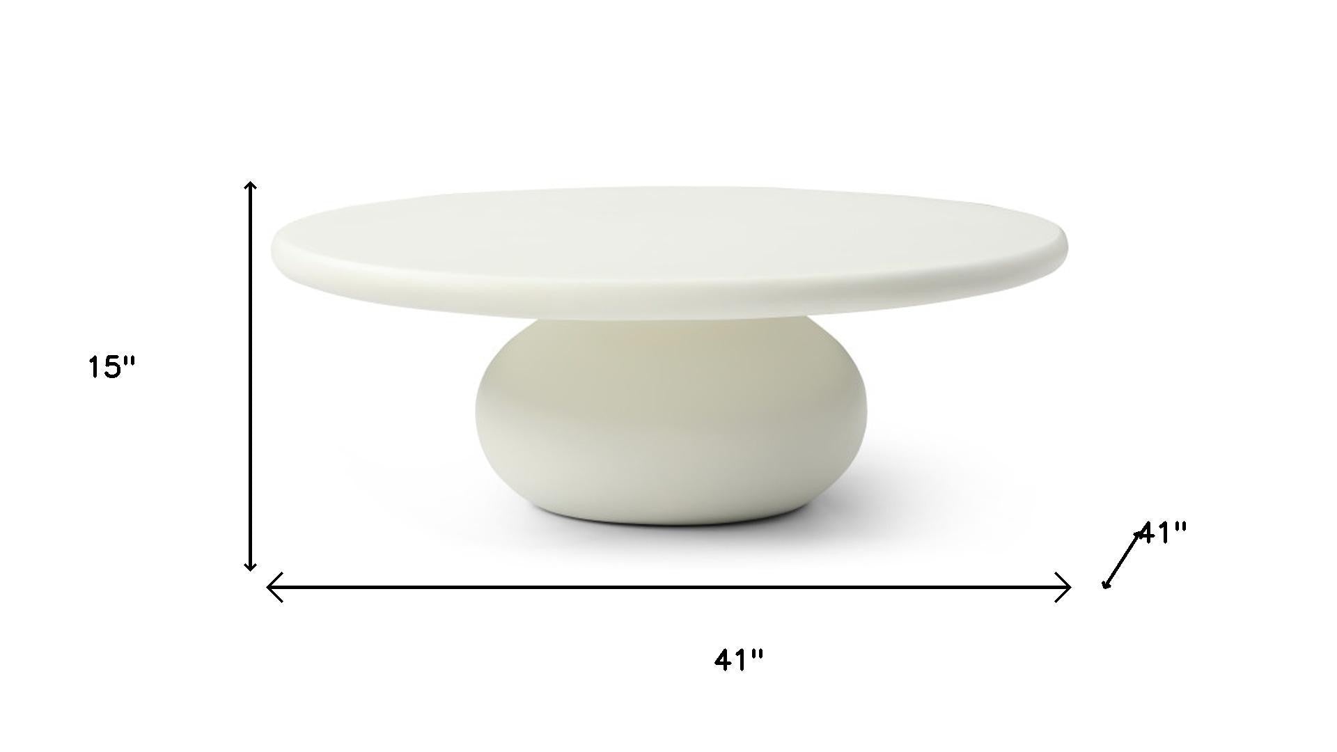 Beige Glass Round Pedestal Coffee Table image 3