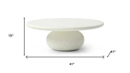 Beige Glass Round Pedestal Coffee Table image 3