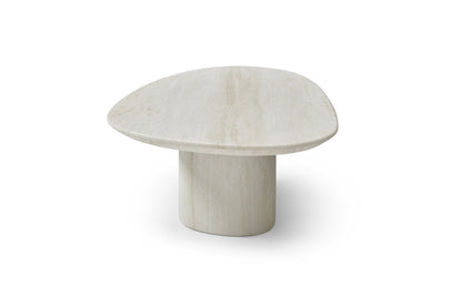 Beige Marble Oval Pedestal Coffee Table image 4