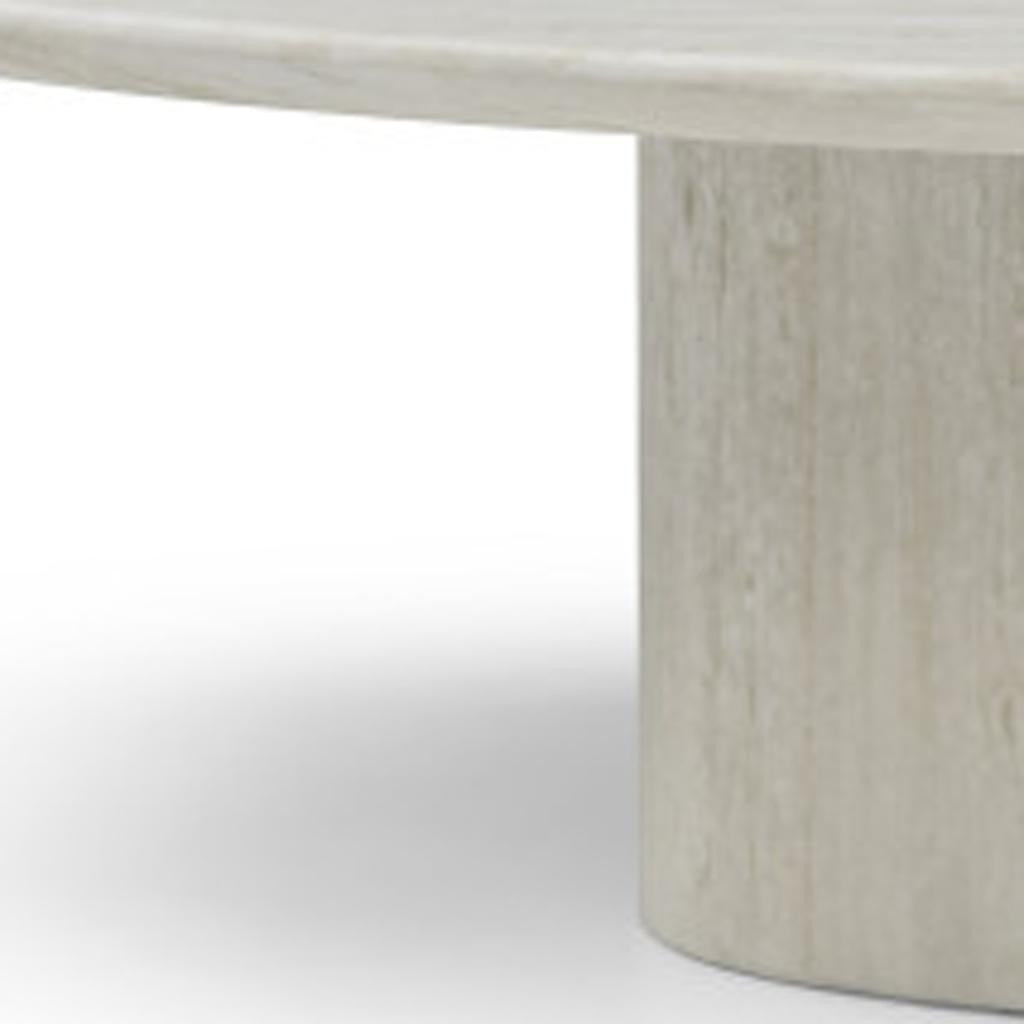 Beige Marble Oval Pedestal Coffee Table image 5