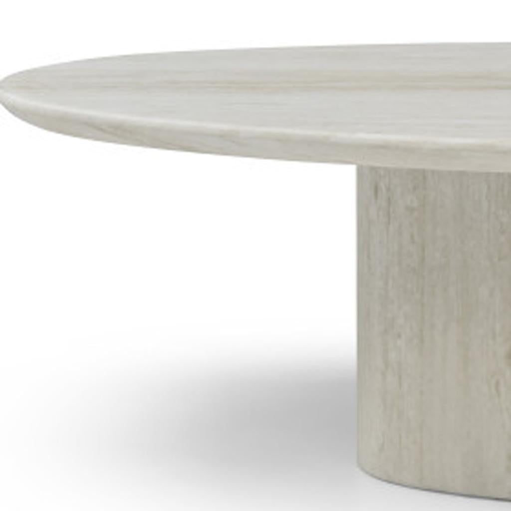 Beige Marble Oval Pedestal Coffee Table image 6
