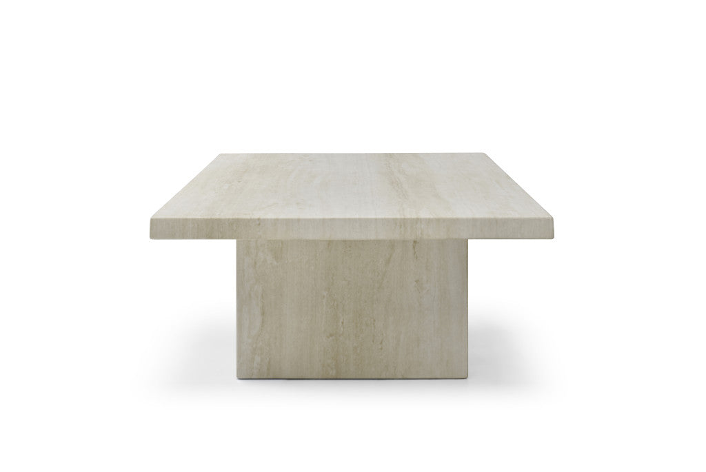 Beige Marble Double Pedestal Coffee Table image 4