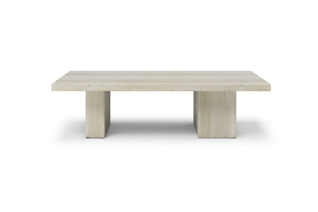 Beige Marble Double Pedestal Coffee Table image 2