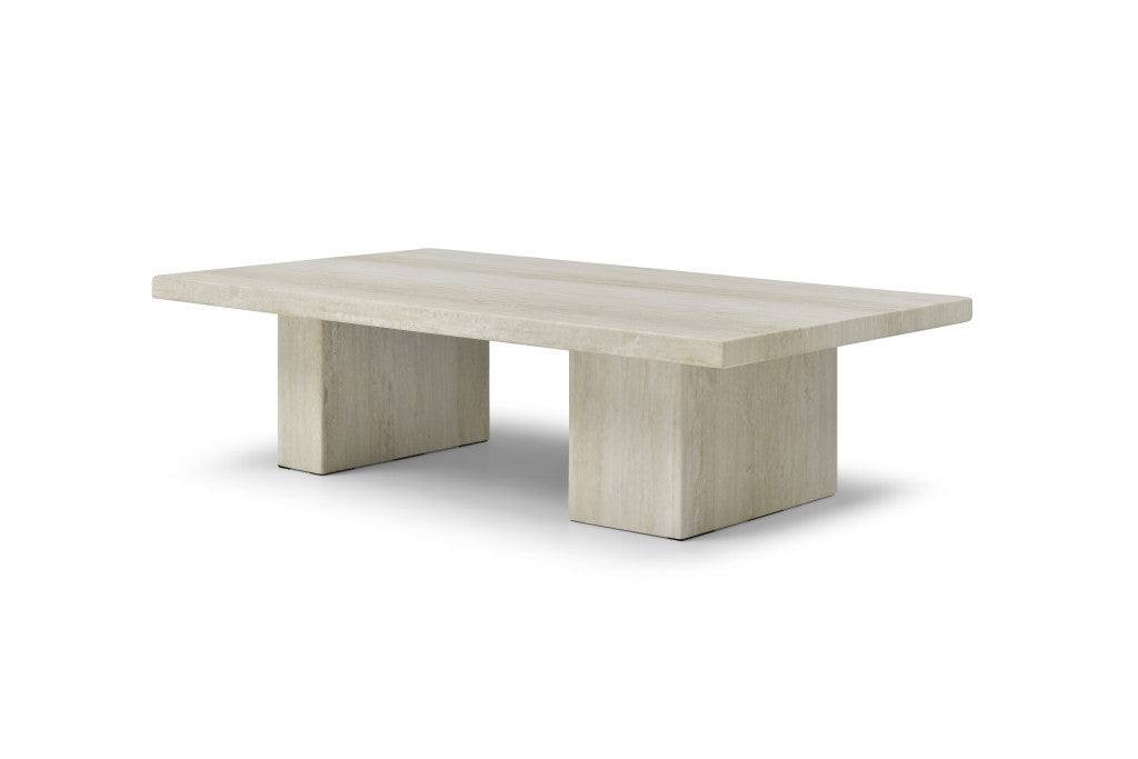 Beige Marble Double Pedestal Coffee Table image 3
