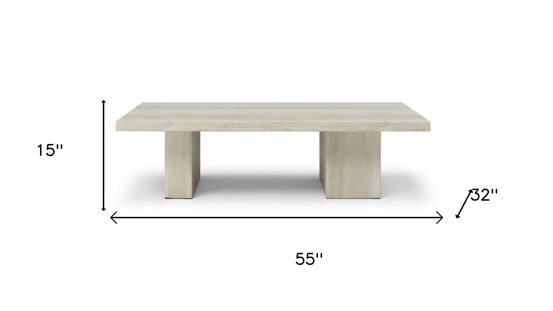 Beige Marble Double Pedestal Coffee Table image 7