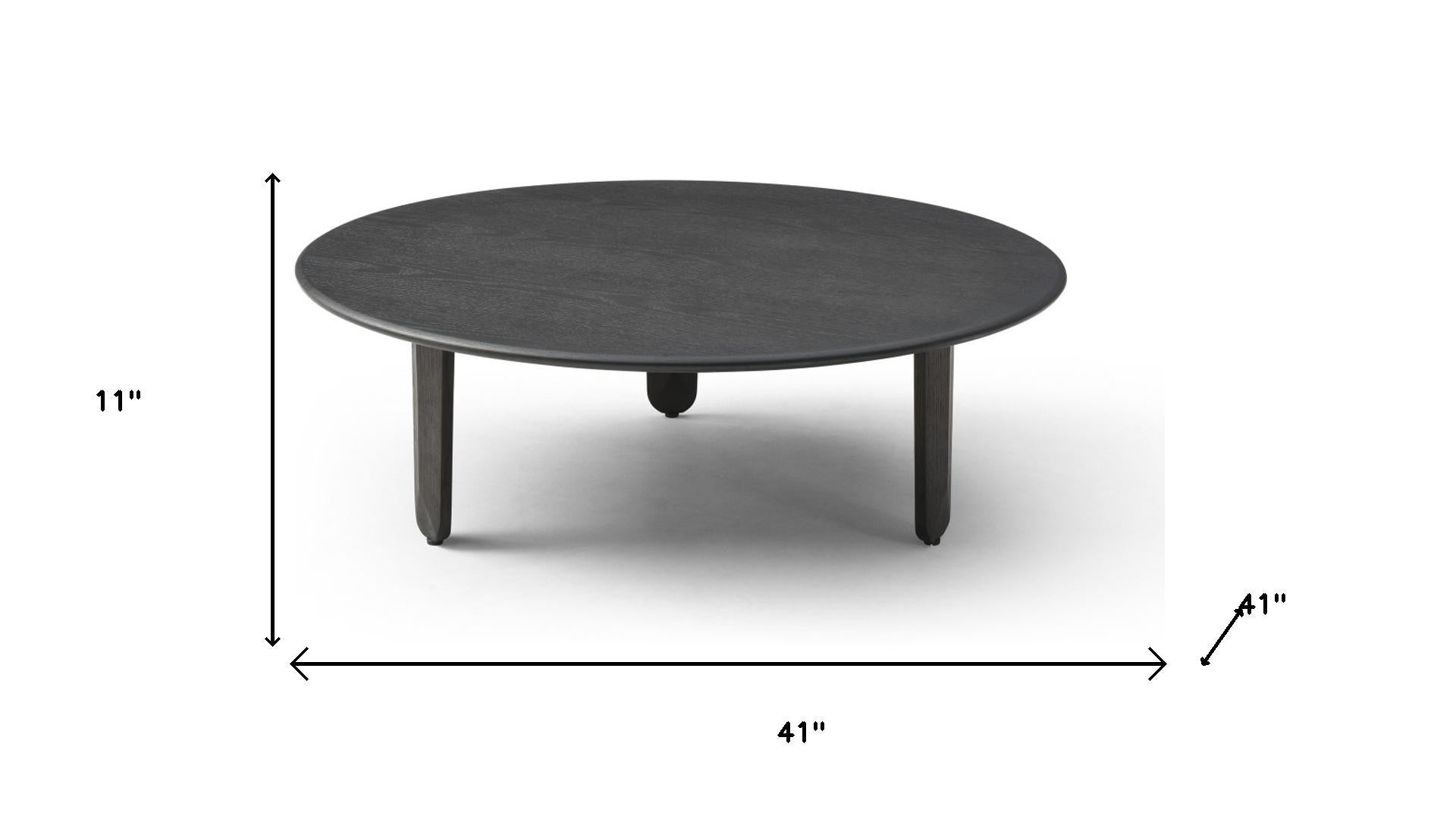 Black Solid Wood Round Coffee Table image 7
