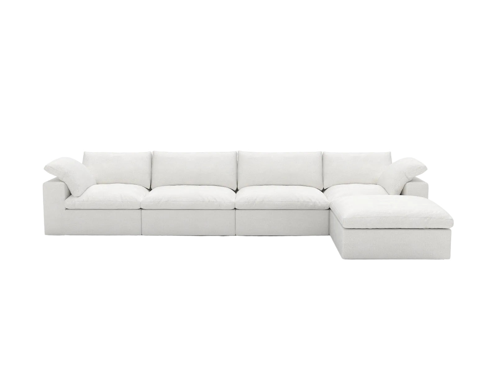 Kingston White Linen Blend Modular Sofa With Ottoman & Storage