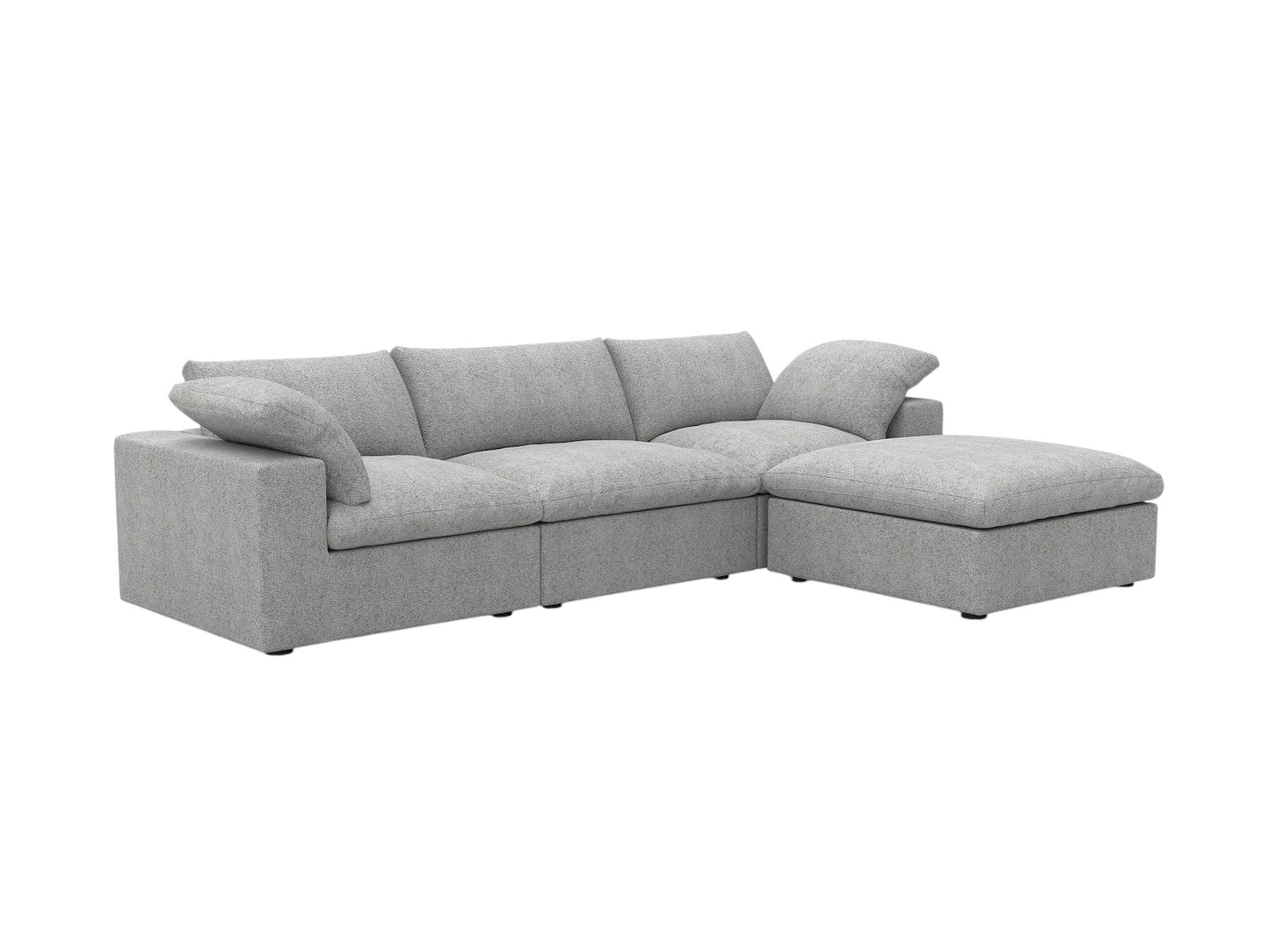 Light Gray Linen Blend Modular Sofa With Ottoman & Storage
