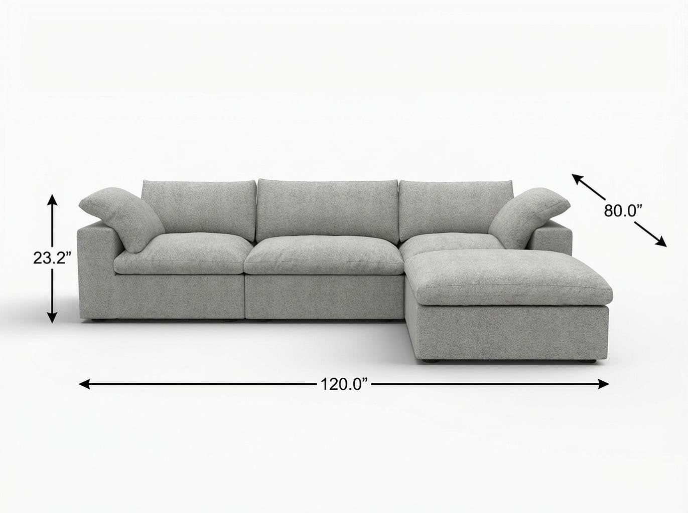 Light Gray Linen Blend Modular Sofa With Ottoman & Storage