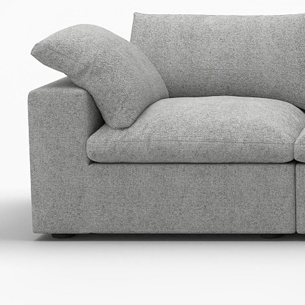 Light Gray Linen Blend Modular Sofa With Ottoman & Storage