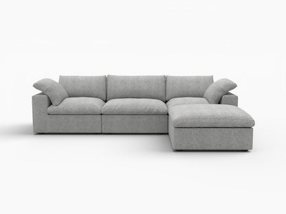 Monroe Light Gray Linen Blend Modular Sofa With Ottoman & Storage
