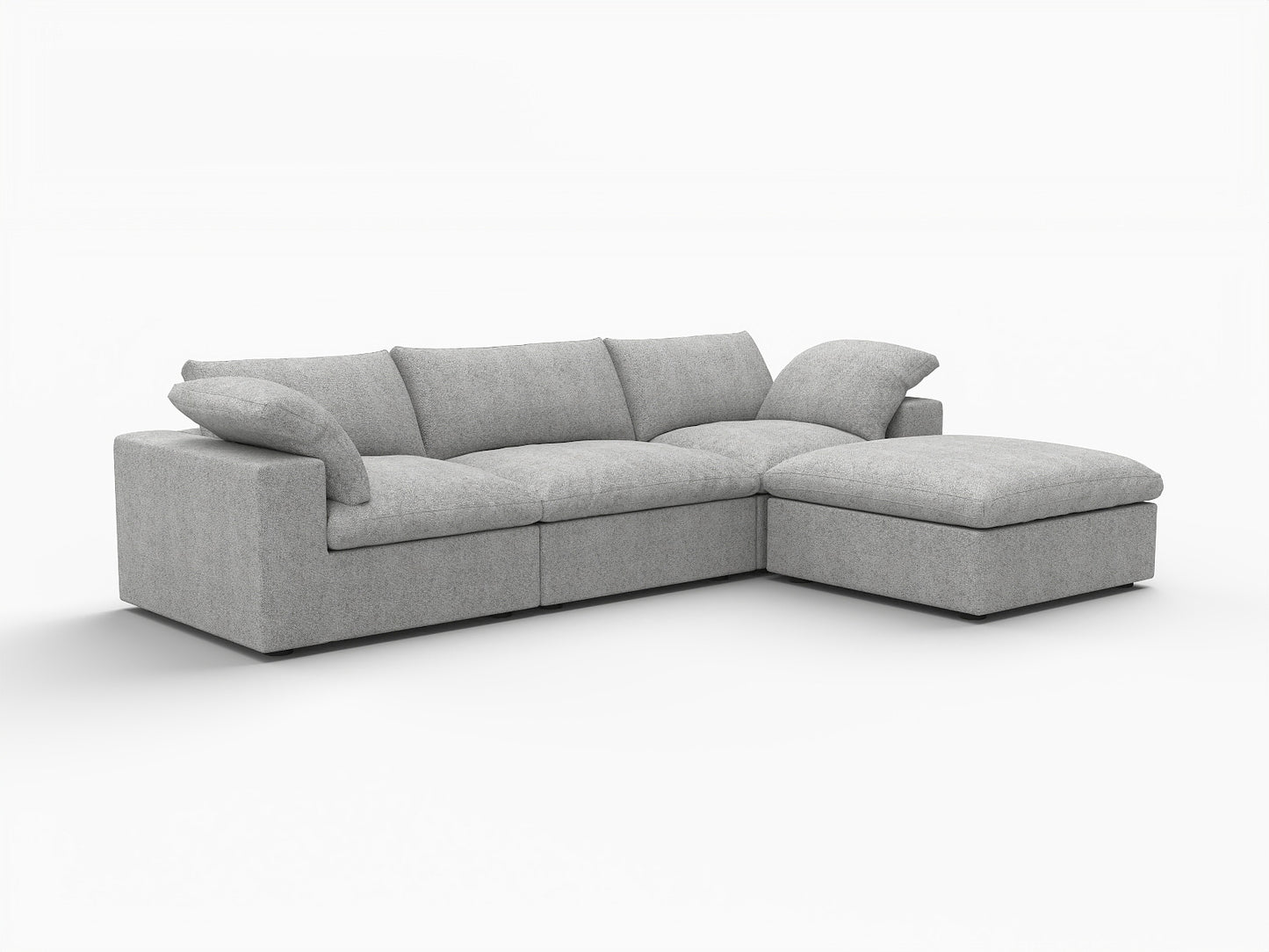 Light Gray Linen Blend Modular Sofa With Ottoman & Storage