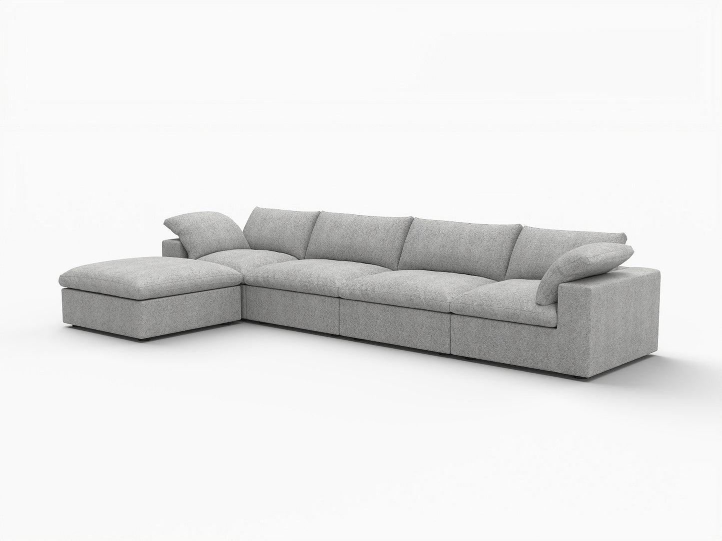 Light Gray Linen Blend Modular Sofa With Ottoman & Storage
