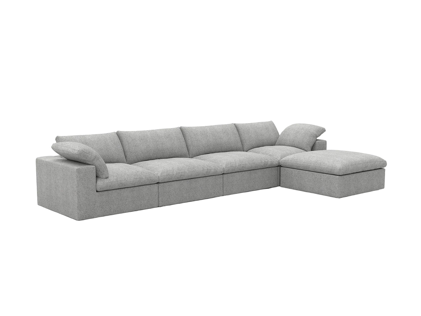 Nash Light Gray Linen Blend Modular Sofa With Ottoman & Storage