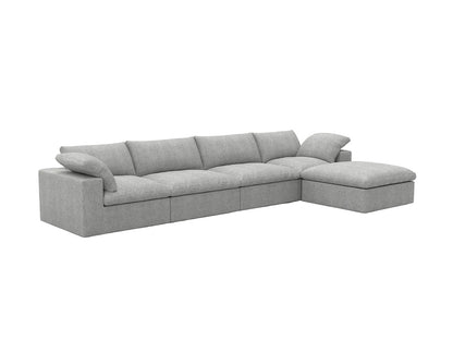 Nash Light Gray Linen Blend Modular Sofa With Ottoman & Storage