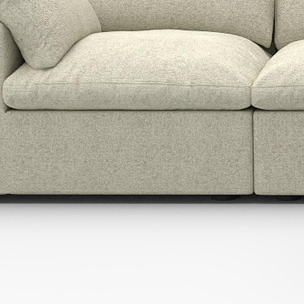 Khaki Linen Blend Modular Sofa With Ottoman & Storage