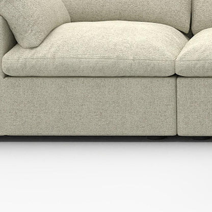 Khaki Linen Blend Modular Sofa With Ottoman & Storage