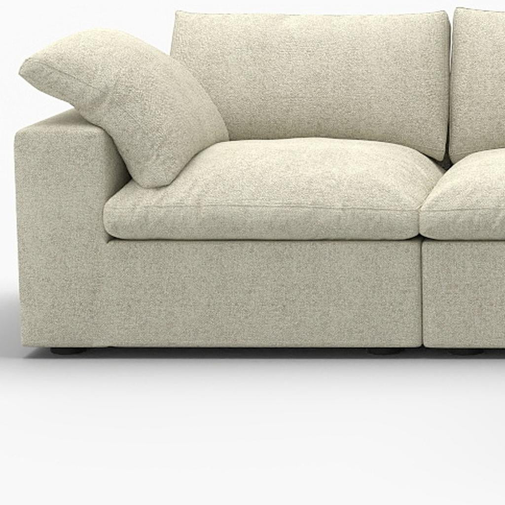 Khaki Linen Blend Modular Sofa With Ottoman & Storage