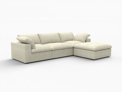 Khaki Linen Blend Modular Sofa With Ottoman & Storage
