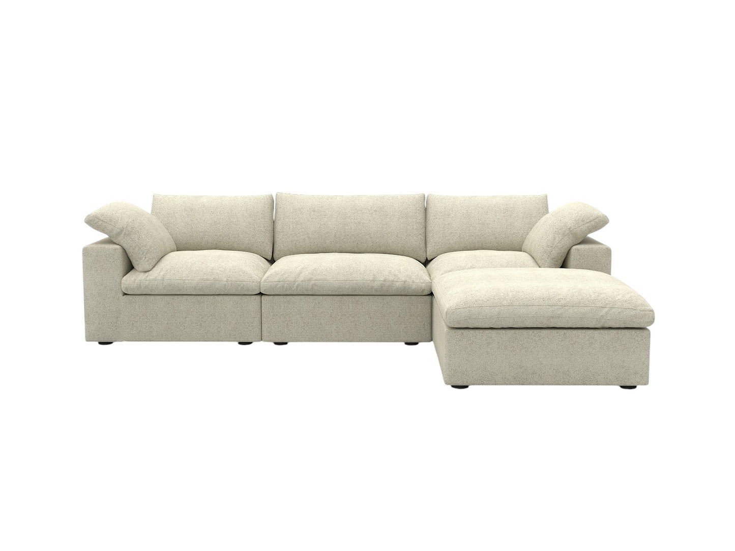 Khaki Linen Blend Modular Sofa With Ottoman & Storage
