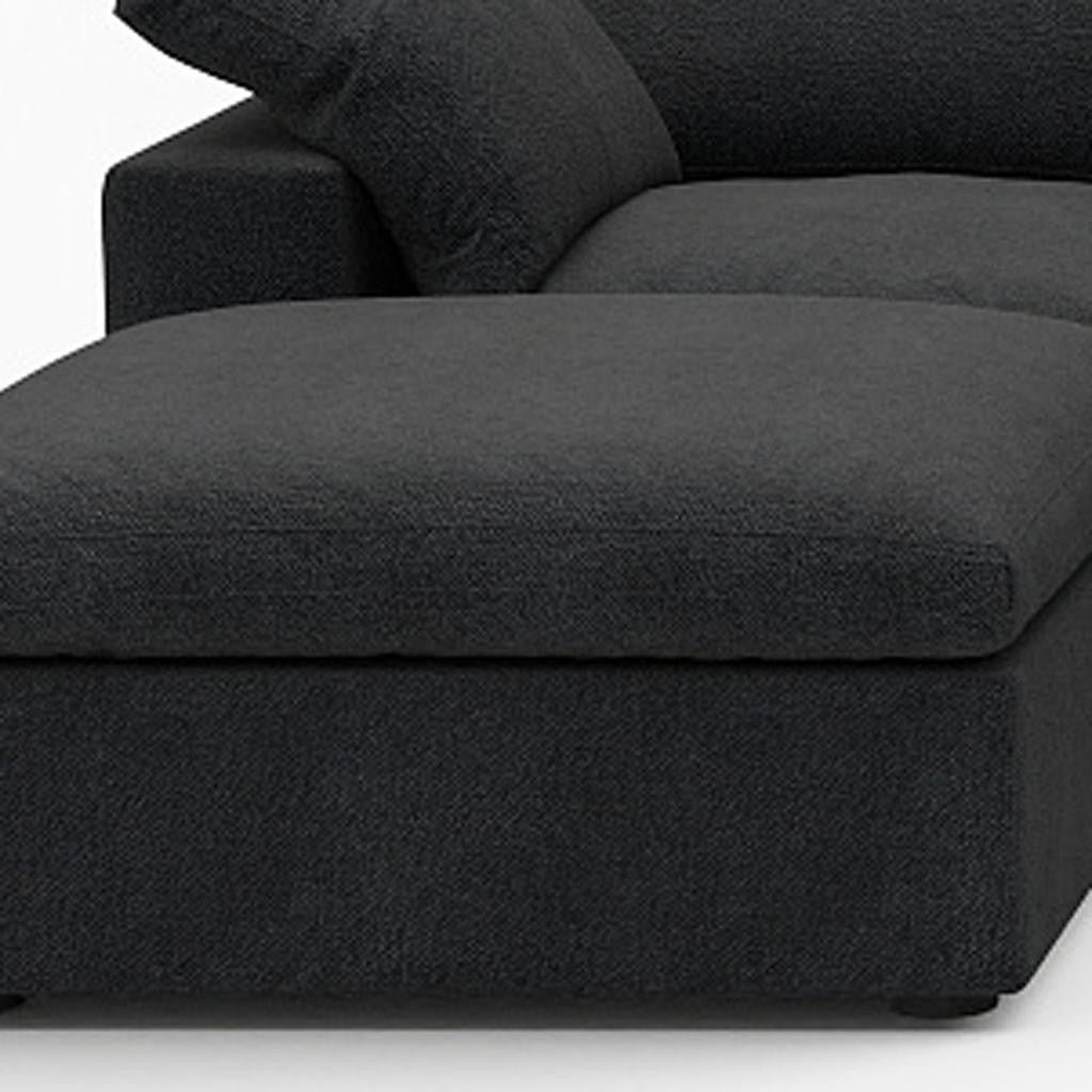 Black Linen Blend Modular Sofa With Ottomans Toss Pillows & Storage