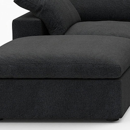 Black Linen Blend Modular Sofa With Ottomans Toss Pillows & Storage