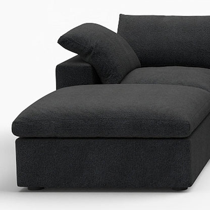 Black Linen Blend Modular Sofa With Ottomans Toss Pillows & Storage