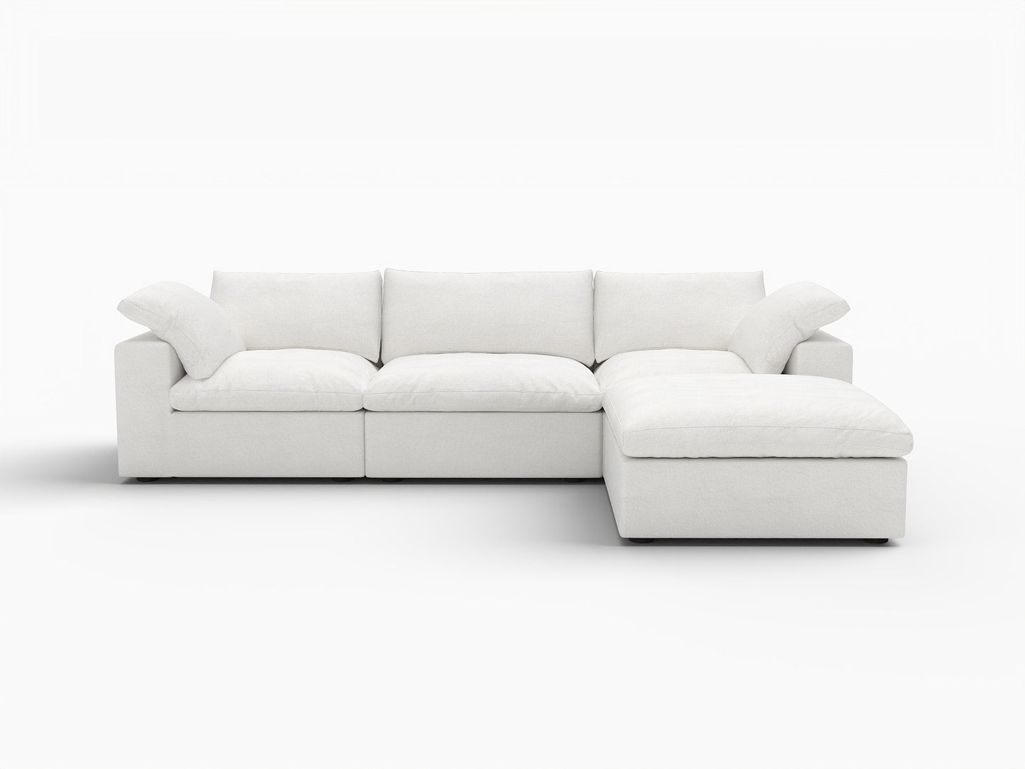 Lawson White Linen Blend Modular Sofa With Ottoman & Storage
