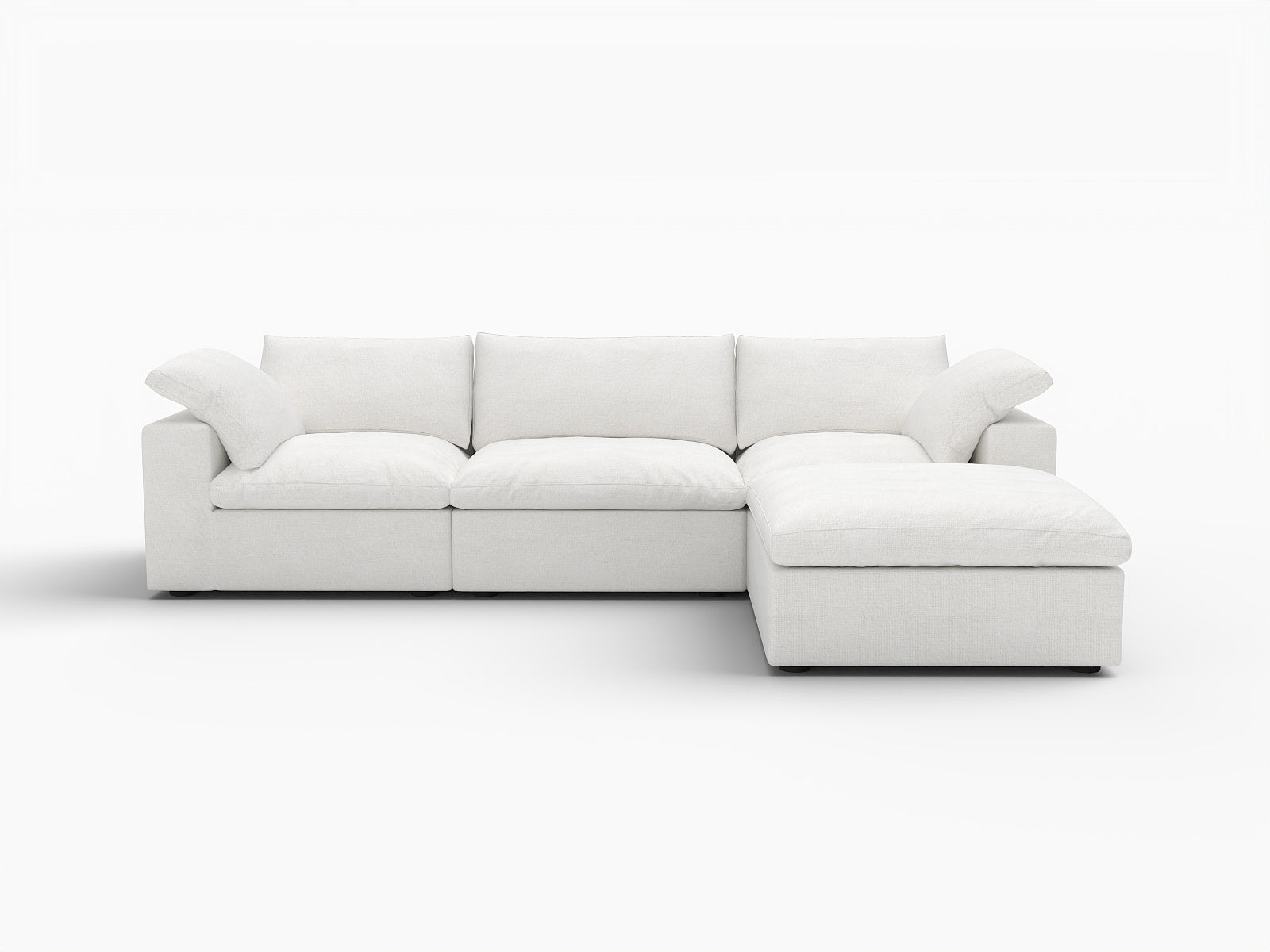 Lawson White Linen Blend Modular Sofa With Ottoman & Storage