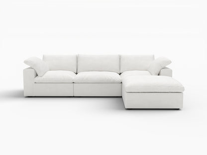 Lawson White Linen Blend Modular Sofa With Ottoman & Storage