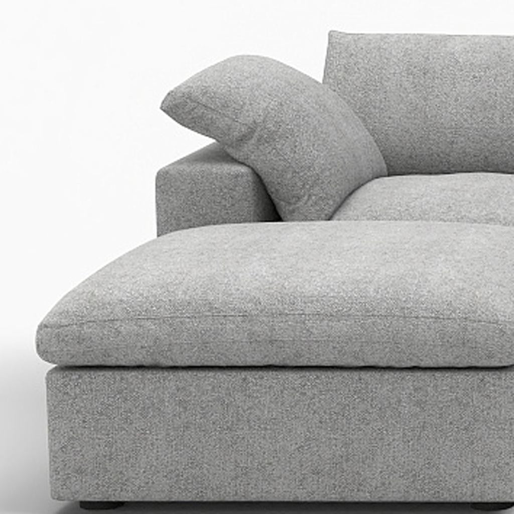 Light Gray Linen Blend Modular Sofa With Ottomans Toss Pillows & Storage