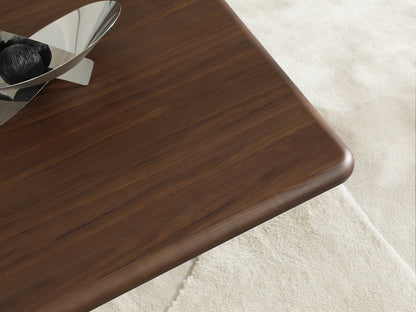 Brown & Silver Wood & Stainless Steel Square Pedestal Coffee Table image 5