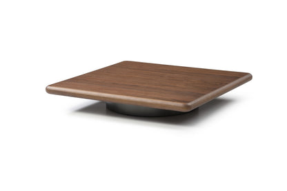 Brown & Silver Wood & Stainless Steel Square Pedestal Coffee Table image 4