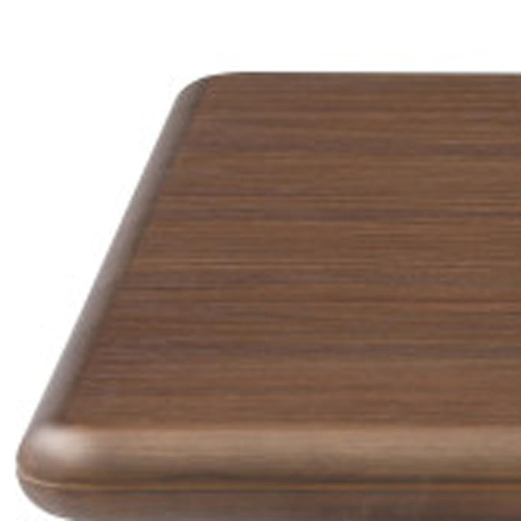 Brown & Silver Wood & Stainless Steel Square Pedestal Coffee Table image 5