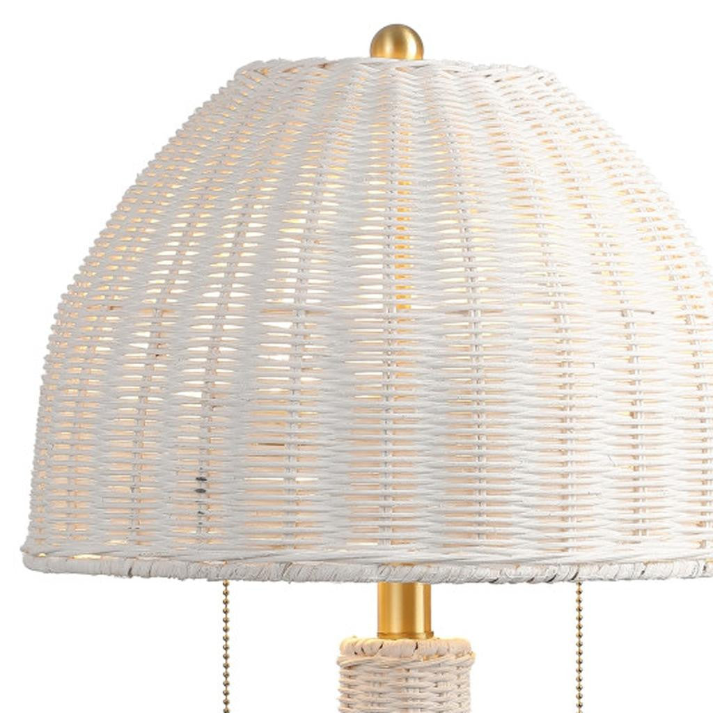 White Lantern Bedside Lamp w/ Dome Shade