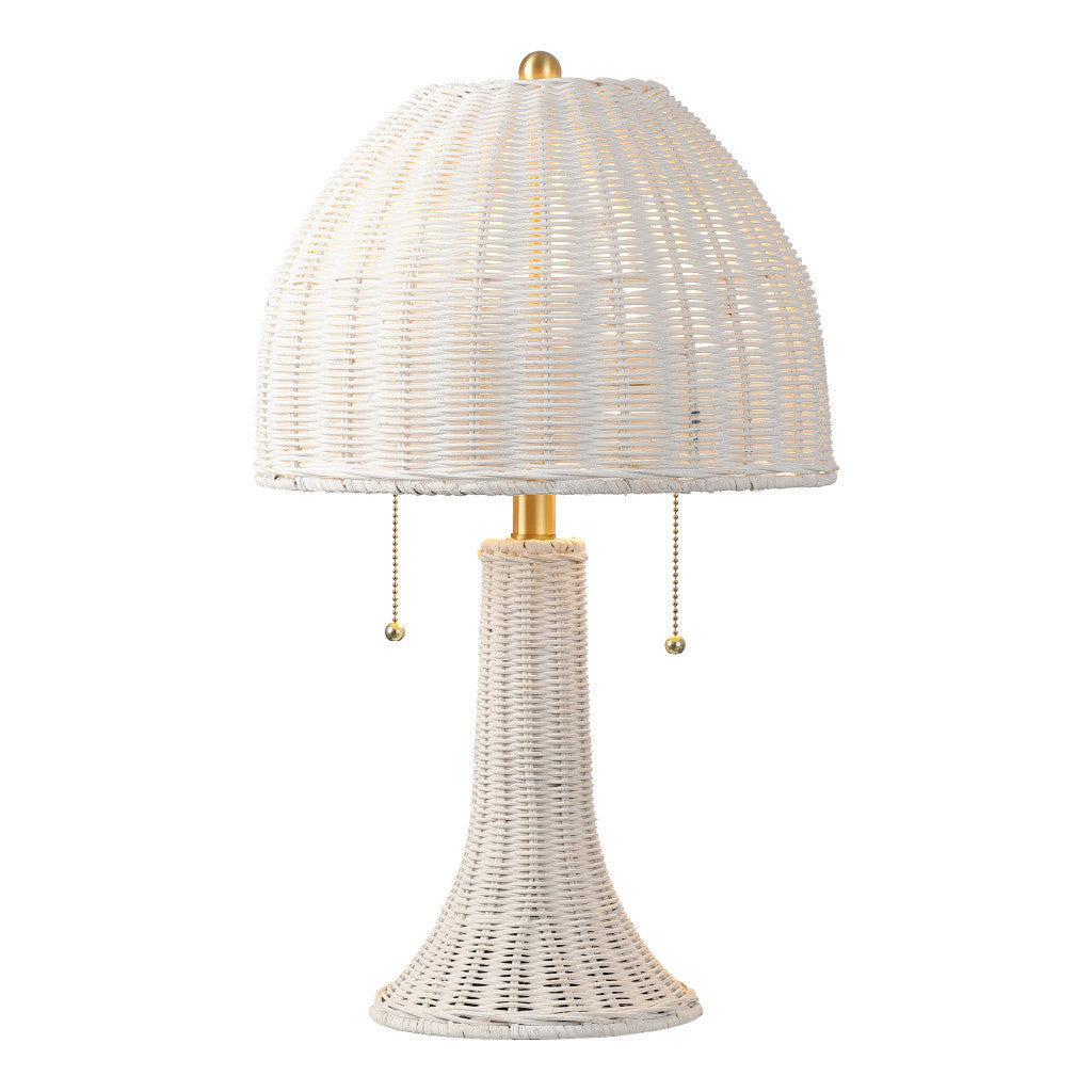 White Lantern Bedside Lamp w/ Dome Shade