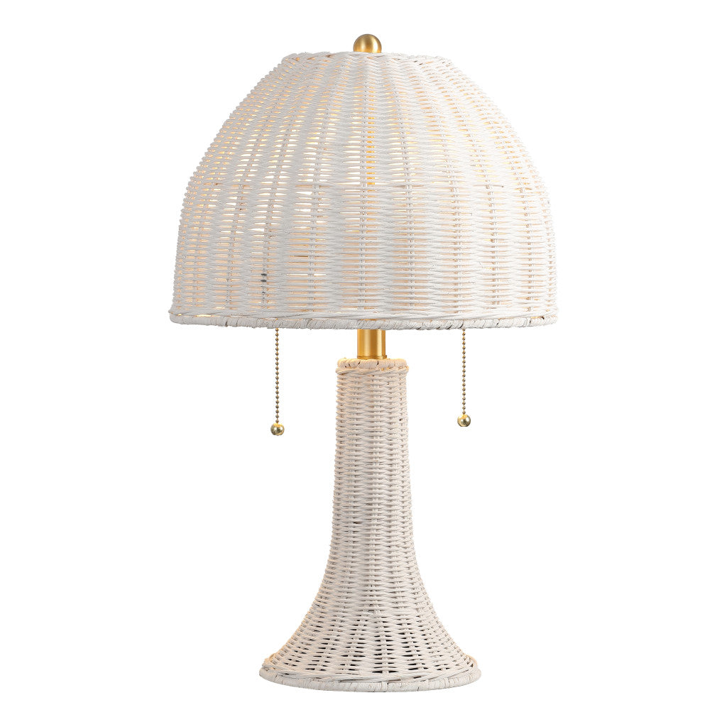 White Lantern Bedside Lamp w/ Dome Shade