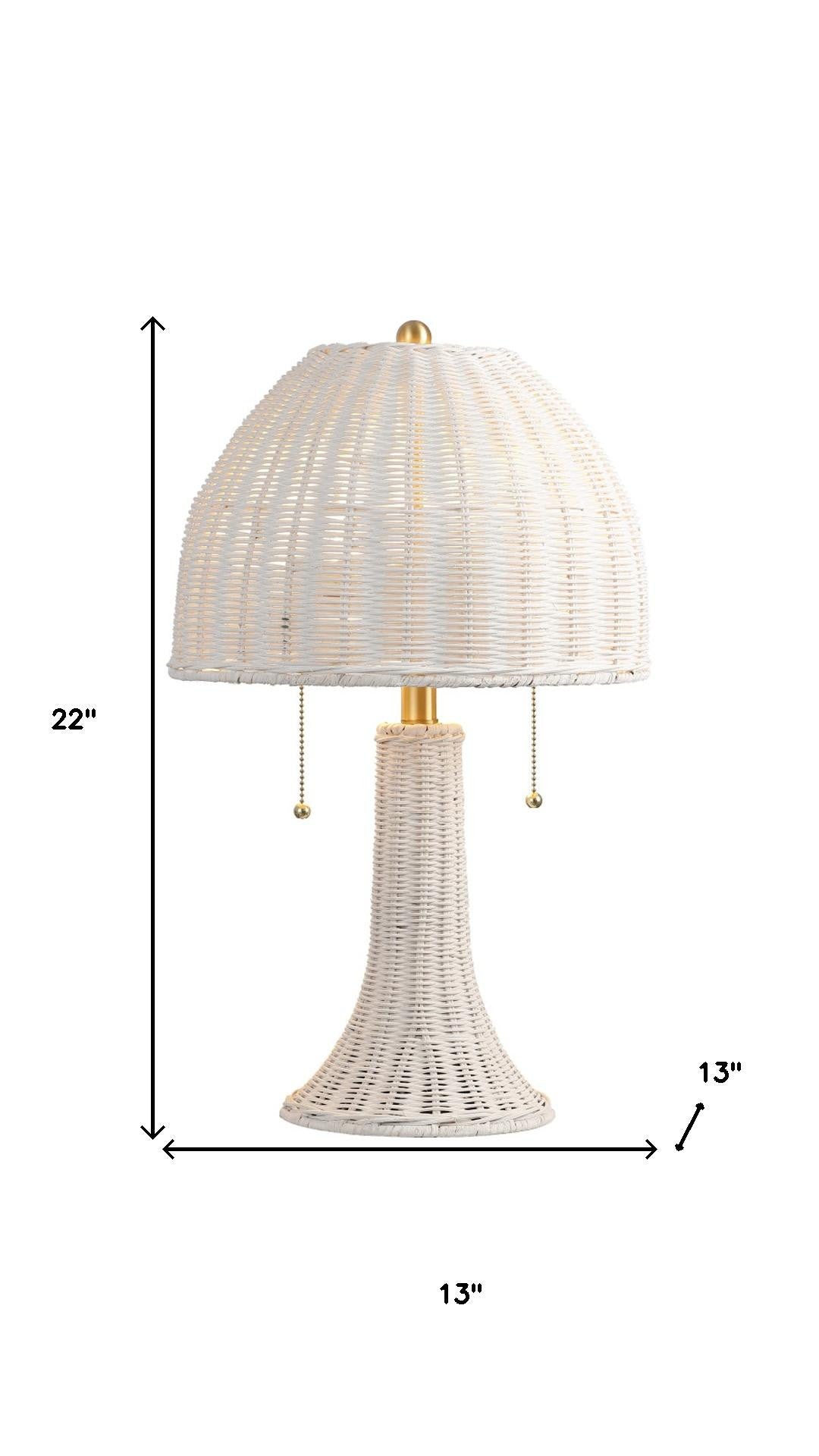 White Lantern Bedside Lamp w/ Dome Shade