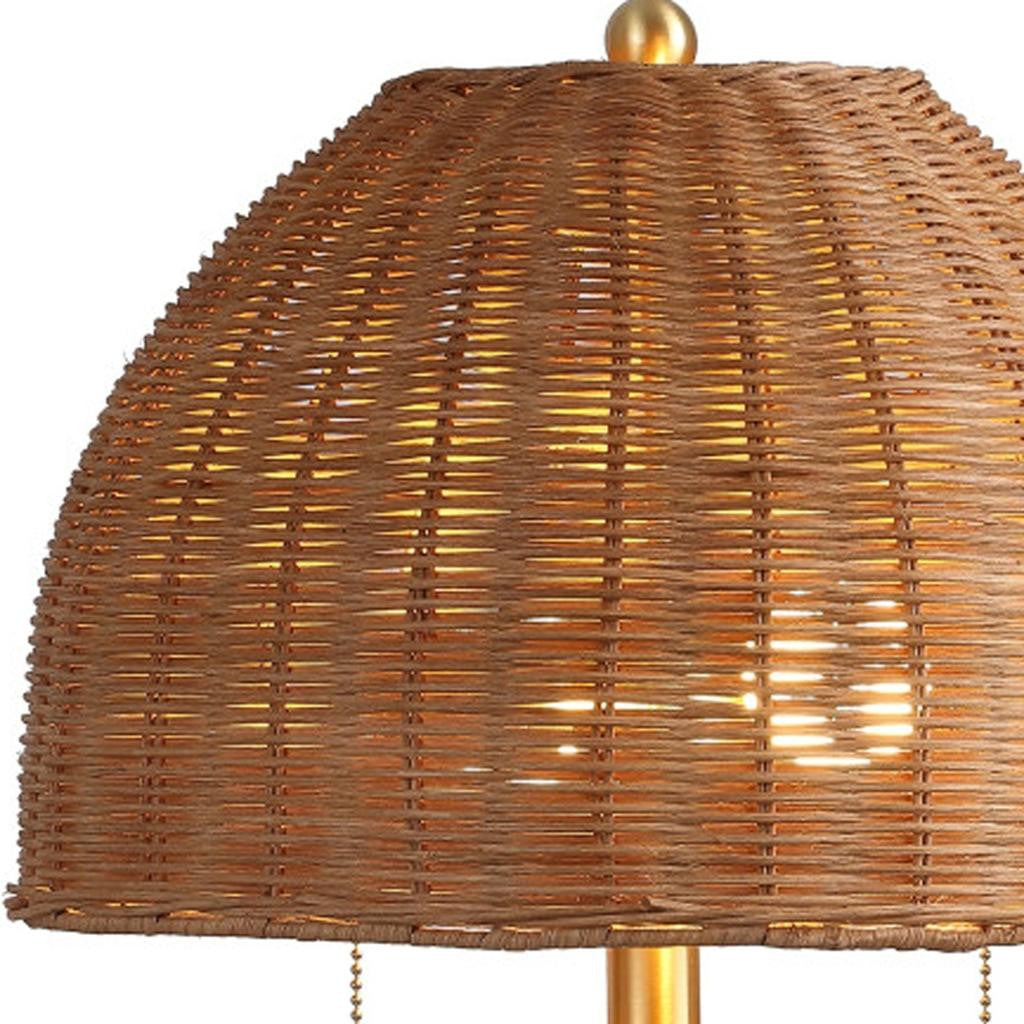 Natural Lantern Bedside Lamp w/ Dome Shade