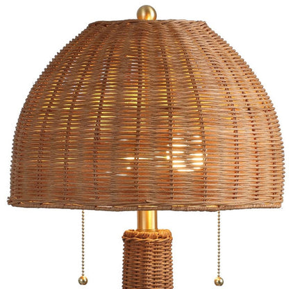 Natural Lantern Bedside Lamp w/ Dome Shade
