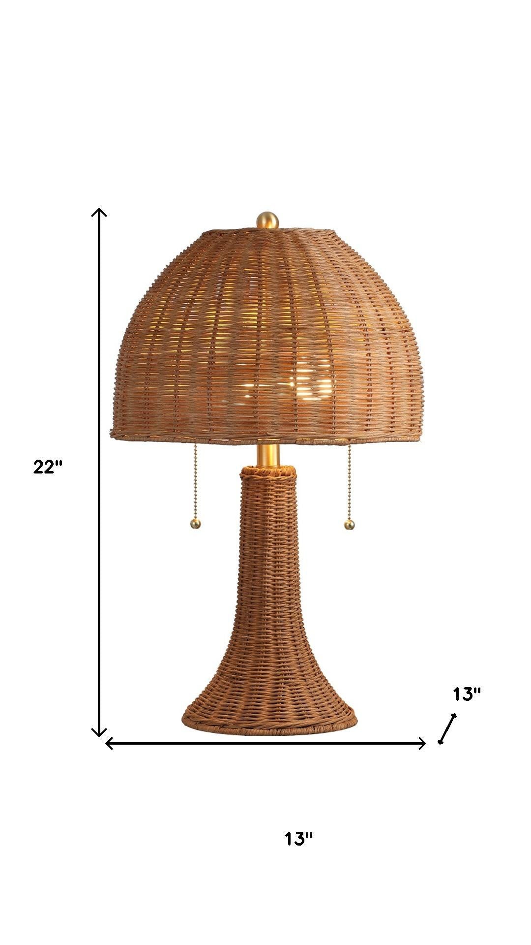 Natural Lantern Bedside Lamp w/ Dome Shade
