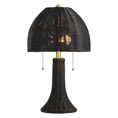 Black Round Bedside Lamp w/ Dome Shade