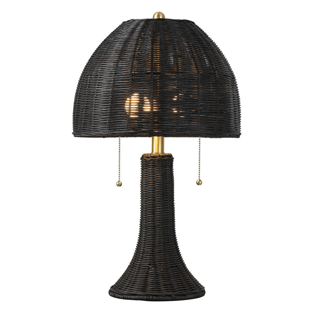 Black Round Bedside Lamp w/ Dome Shade
