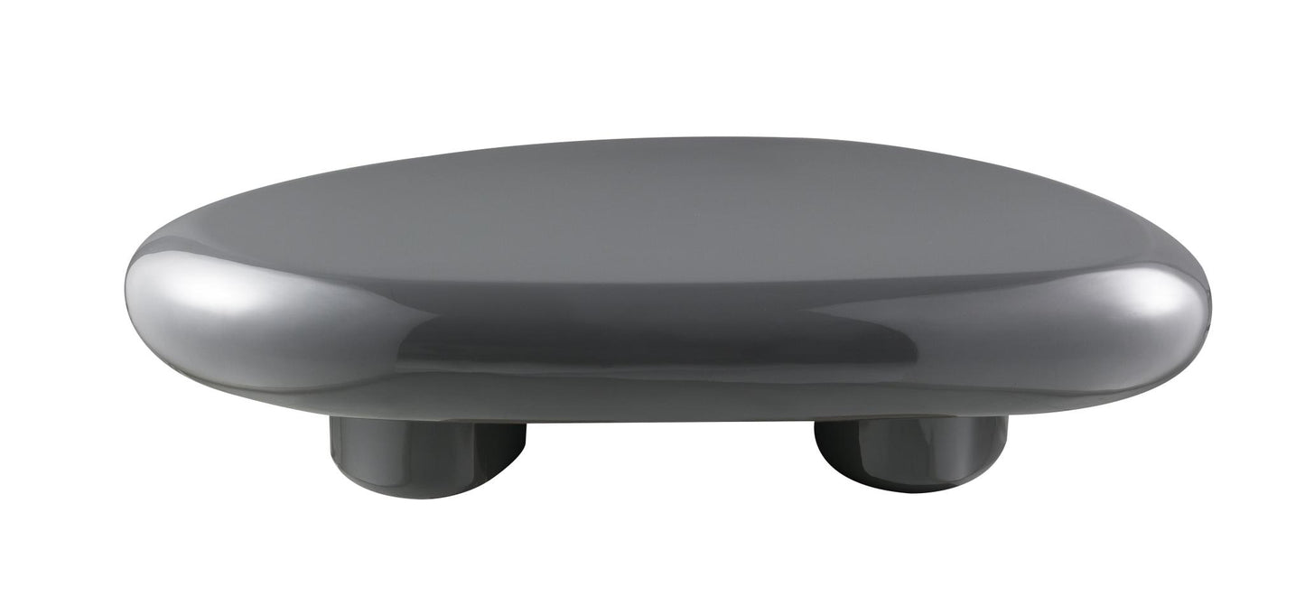 Gray Wood & Steel Oval Coffee Table image 2