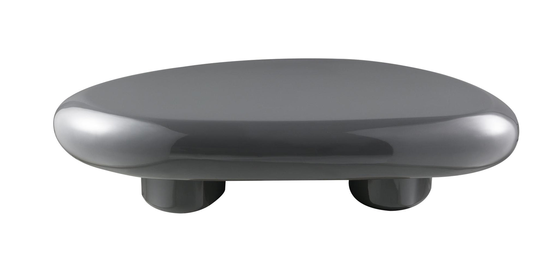 Gray Wood & Steel Oval Coffee Table image 2